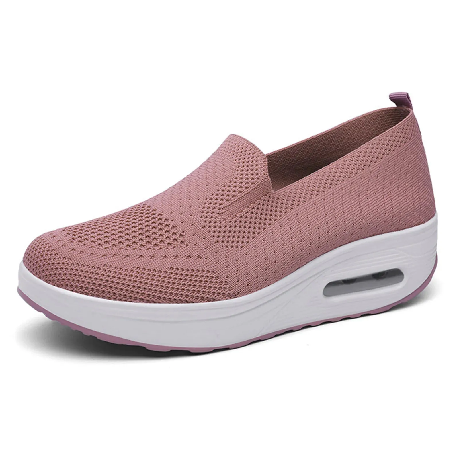 Women's Casual Slip on Sneakers Breathable Flying Woven Mesh Upper Jogging Shoes for Walking Biking Driving