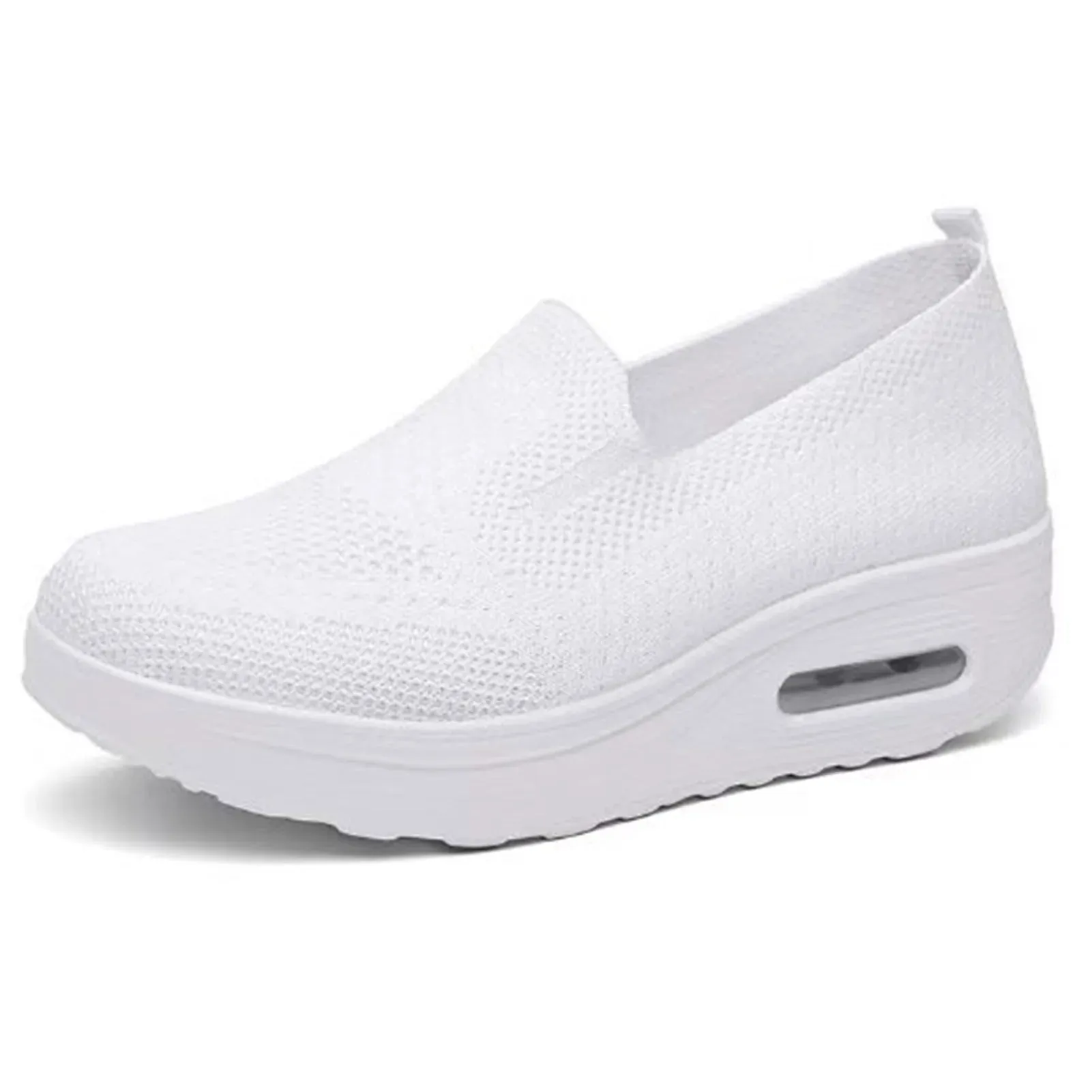 Women's Casual Slip on Sneakers Breathable Flying Woven Mesh Upper Jogging Shoes for Walking Biking Driving