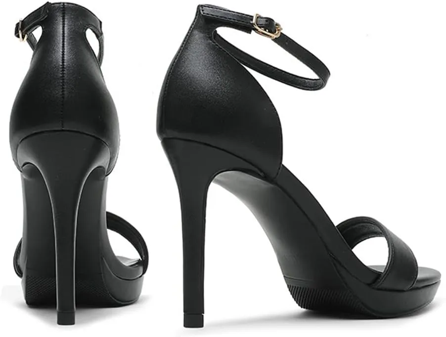 Womens High Heels Stilettos Round Toe Ankle Strap High Heel Sandal