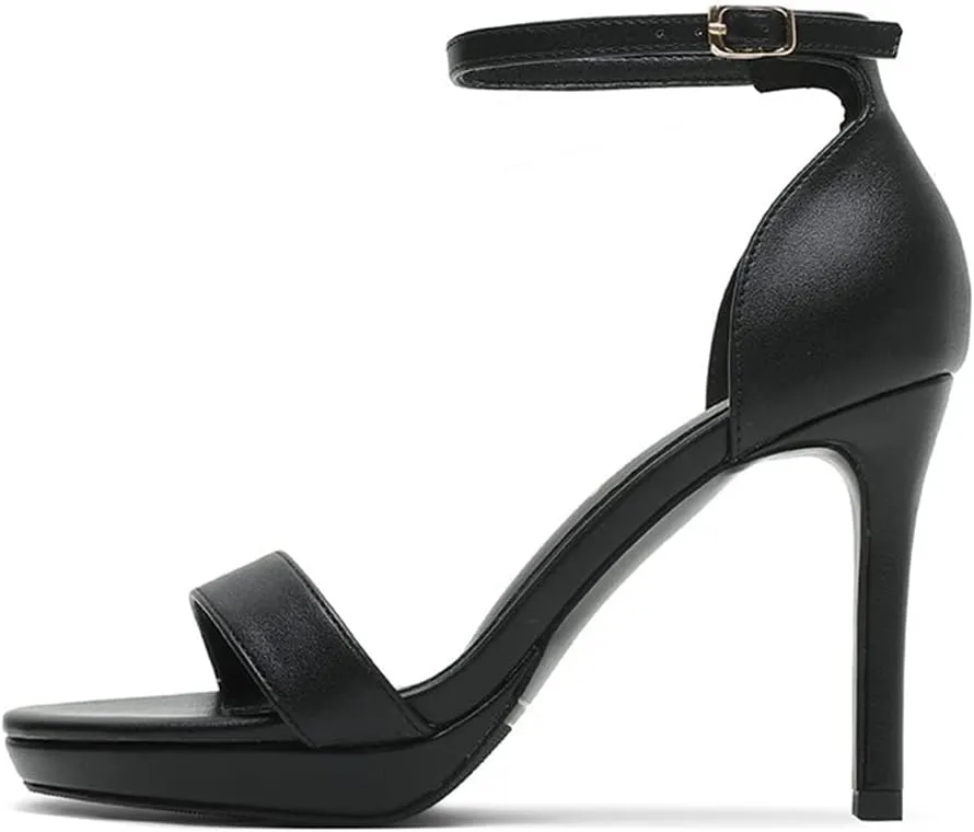 Womens High Heels Stilettos Round Toe Ankle Strap High Heel Sandal