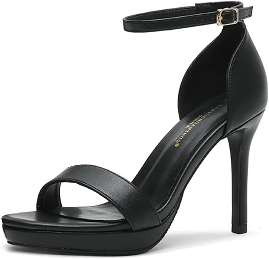 Womens High Heels Stilettos Round Toe Ankle Strap High Heel Sandal